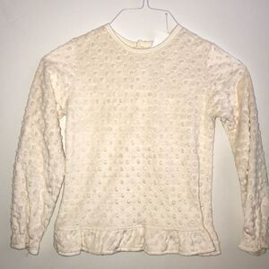 Chez Ami Dimple Velour Top, ivory, girls size 7.